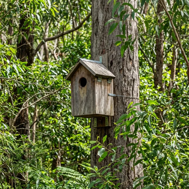 Animal nesting box installed as a humane alternative to a Canadian roof cavity