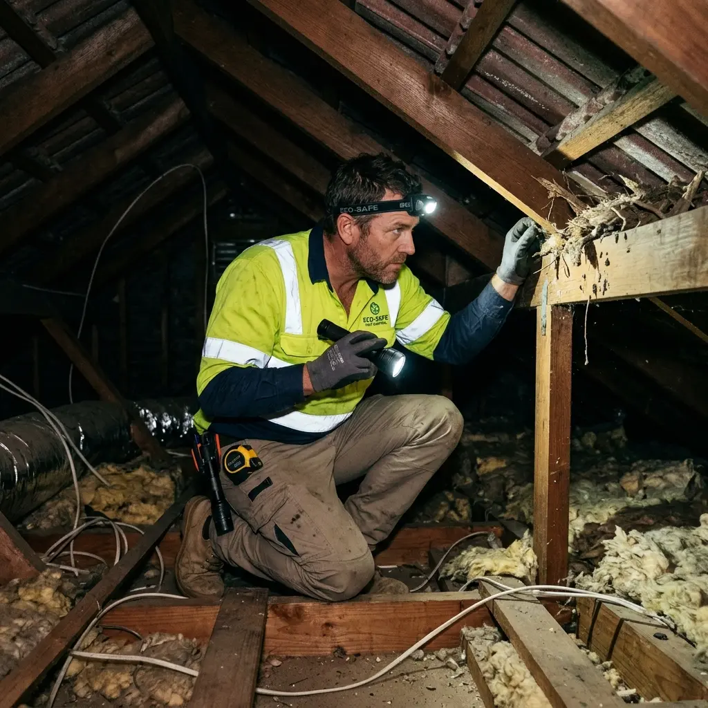 Technician locating dead rodents inside a Canadian wall cavity with detection equipment